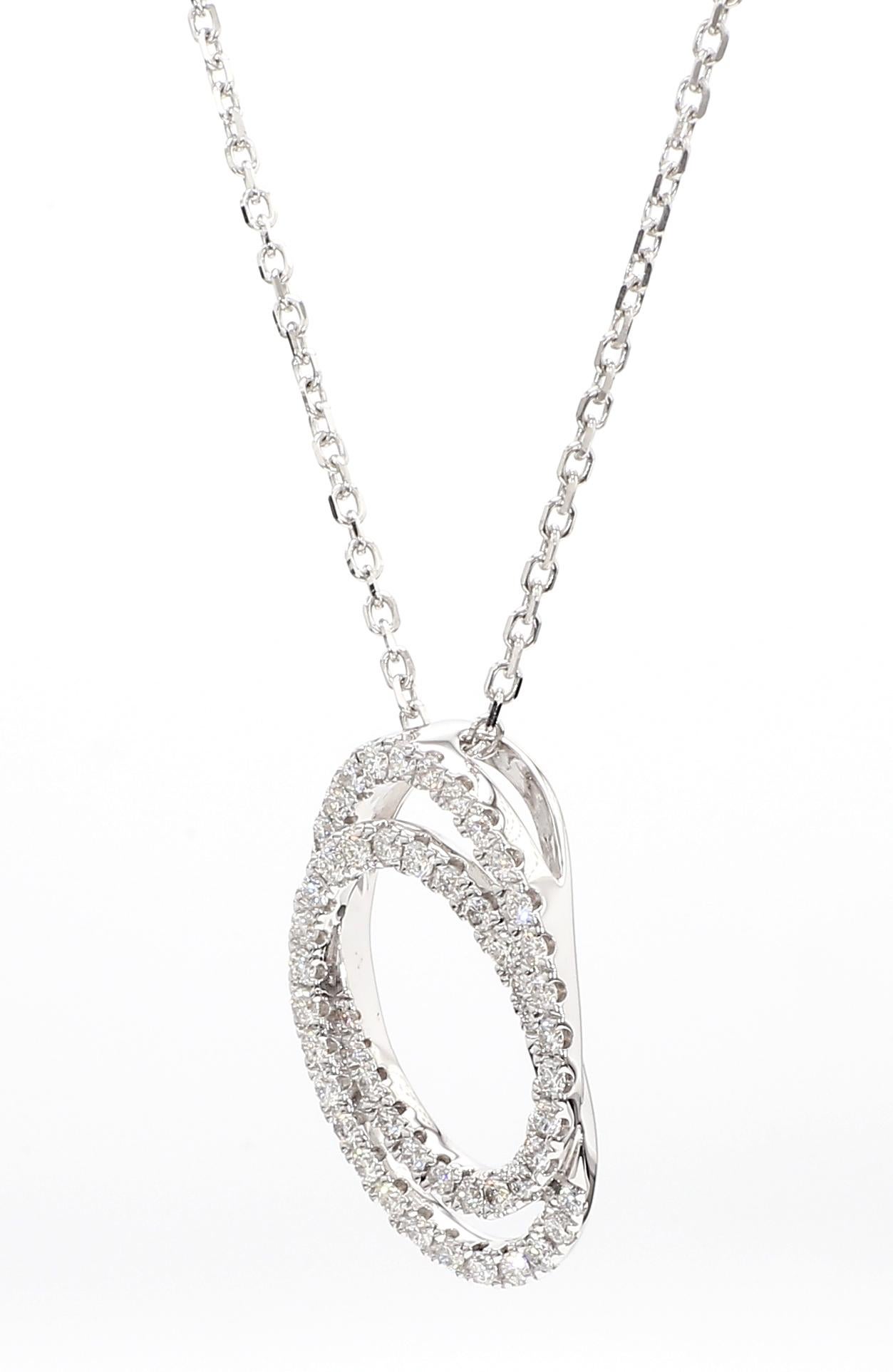 Contemporary Natural White Round Diamond 0.60 Carat TW White Gold Drop Pendant For Sale