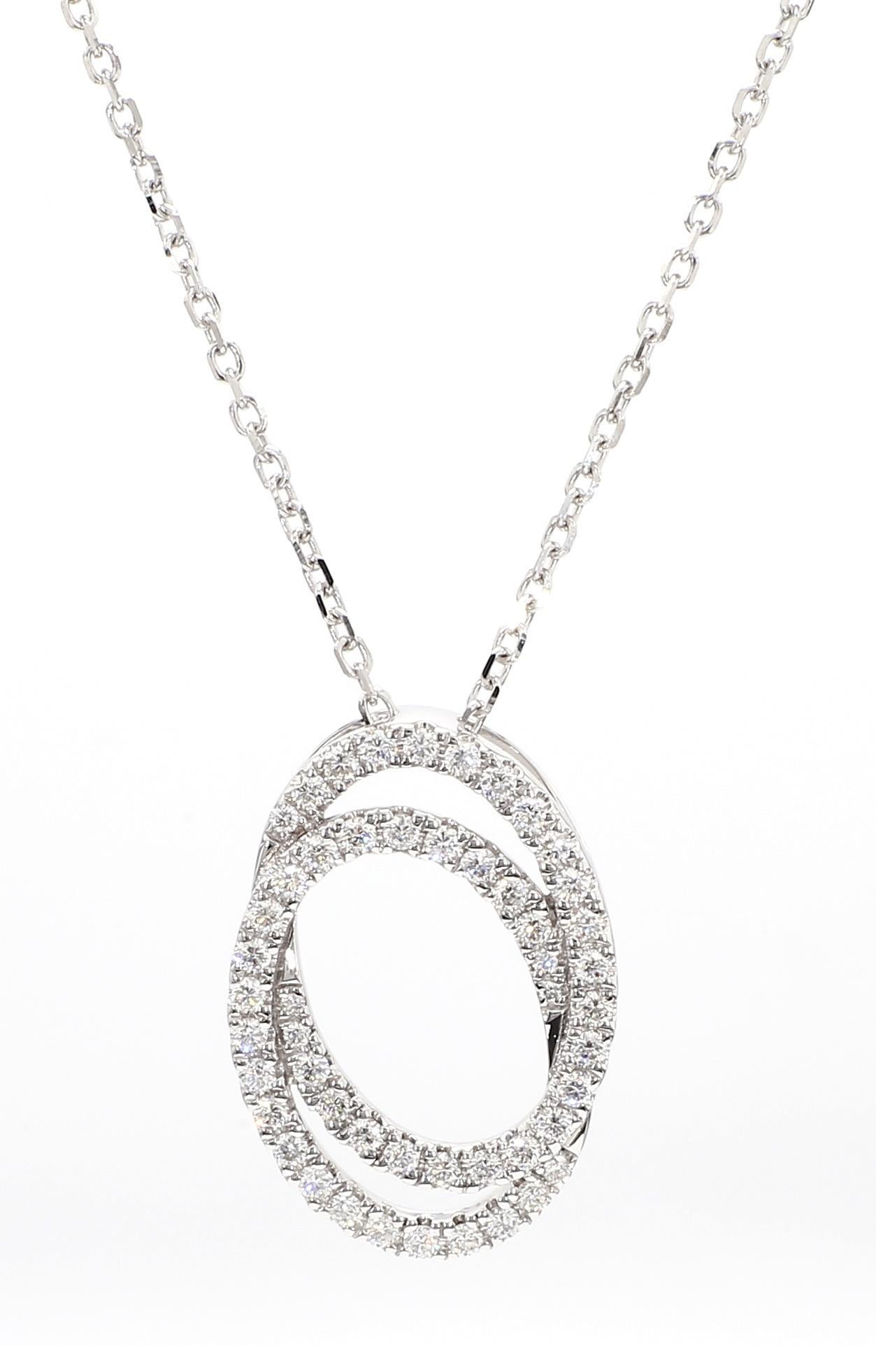Contemporain Pendentif en or blanc avec diamant rond naturel de 0.60 carat TW en vente