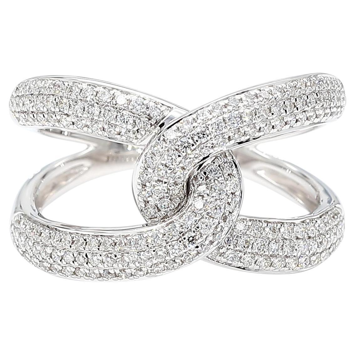 Natural White Round Diamond 0.61 Carat TW White Gold Cocktail Ring