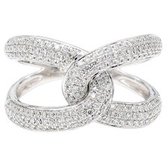 Natural White Round Diamond 0.61 Carat TW White Gold Cocktail Ring