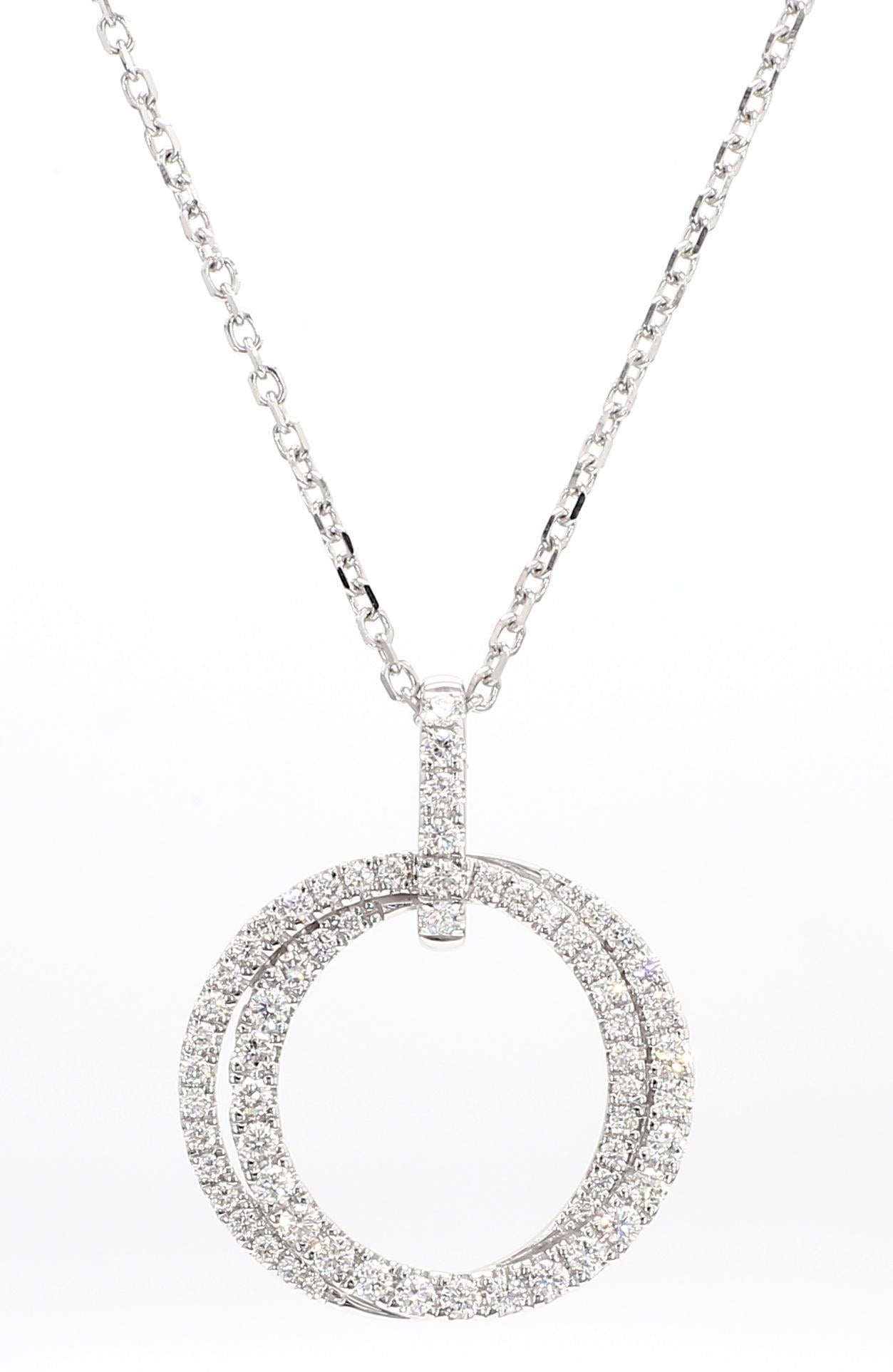 Contemporain Pendentif en or blanc avec diamant rond naturel de 0.63 carat TW en vente