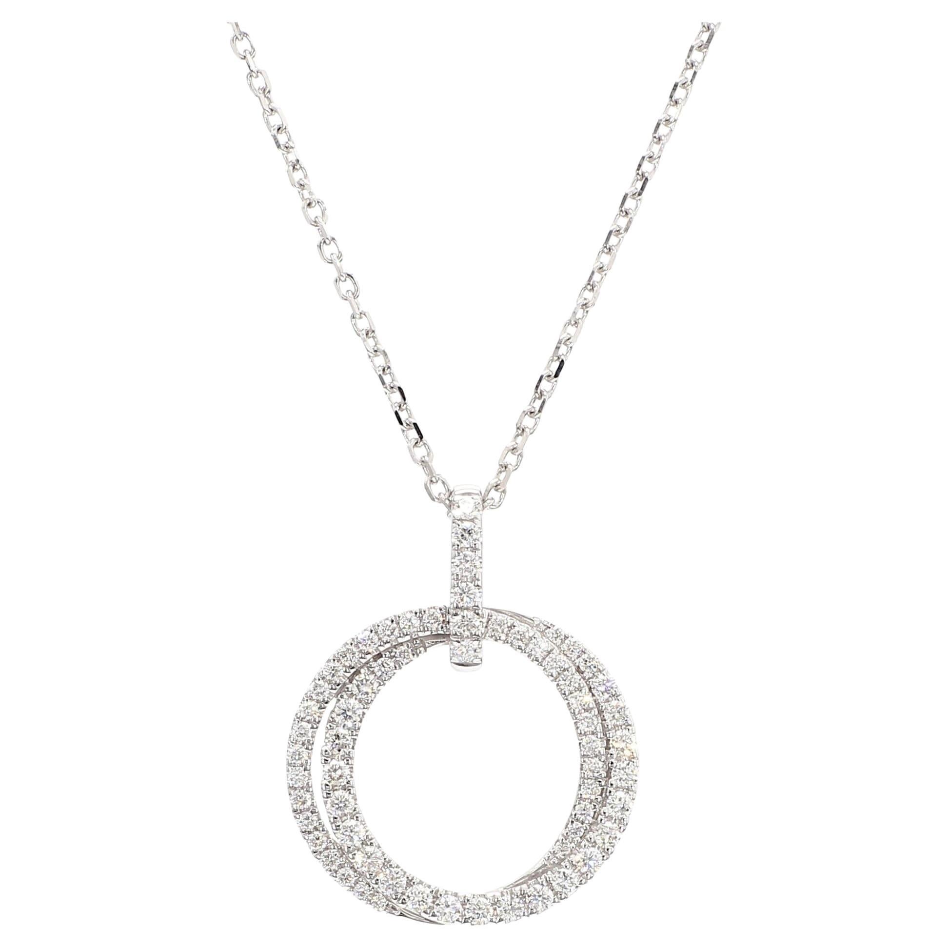 Colgante de gota de oro blanco con diamante redondo blanco natural de 0.63 quilates TW