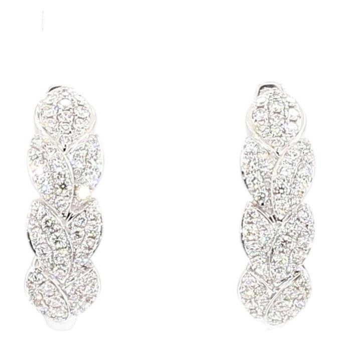 Natural White Round Diamond 0.64 Carat TW Gold Earrings For Sale