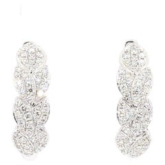 Natural White Round Diamond 0.64 Carat TW Gold Earrings