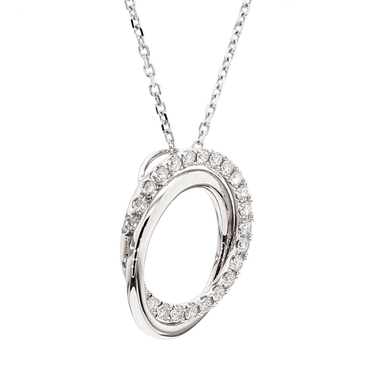 Taille ronde Pendentif en or blanc avec diamant rond naturel de 0.64 carat TW en vente