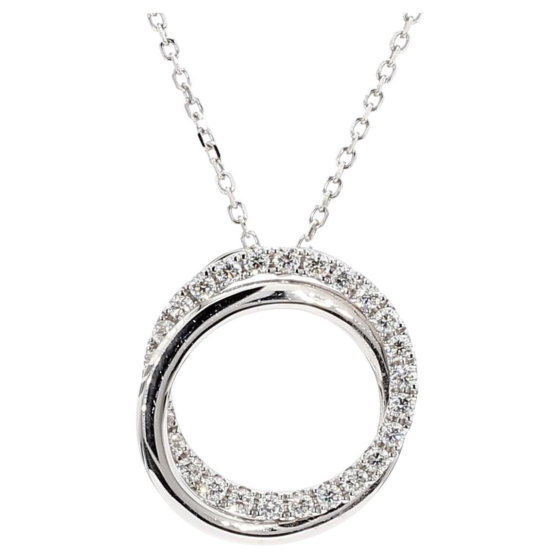 Natural White Round Diamond 0.64 Carat TW White Gold Drop Pendant