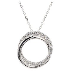 Natural White Round Diamond 0.64 Carat TW White Gold Drop Pendant