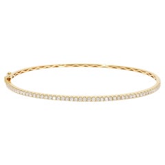 Manschettenarmband aus Gelbgold mit natürlichem, weißem, rundem Diamant 0,64 Karat TW