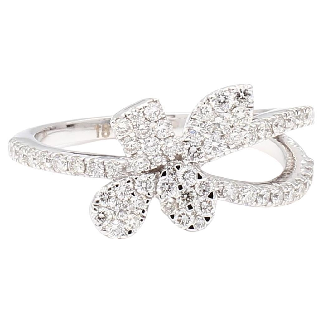 Cocktailring, natürlicher weißer runder Diamant 0.66 Karat TW Weißgold