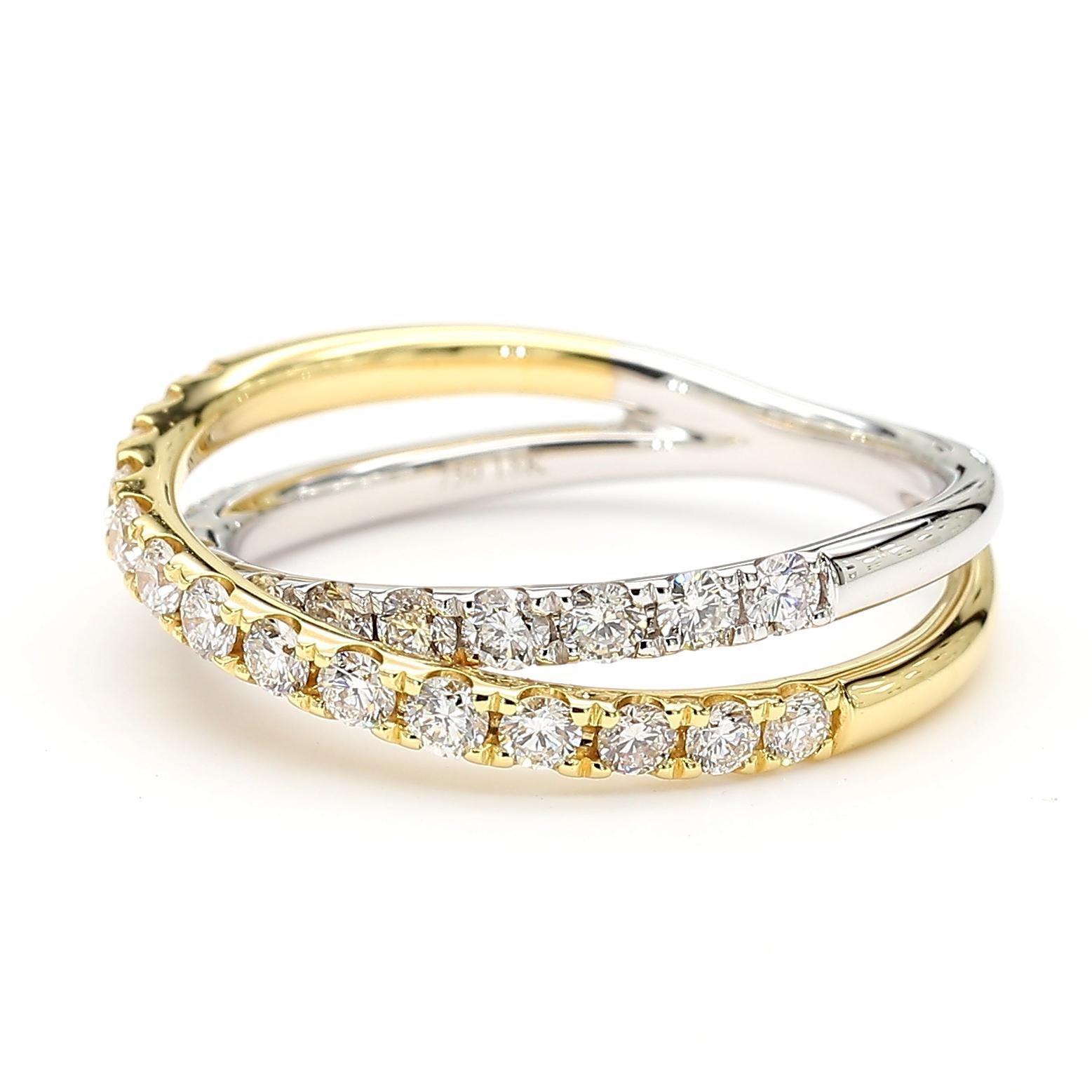 RareGemWorld's beautiful diamond cocktail band. Mounted in a beautiful 18K Yellow and White Gold setting with natural round white diamond melee. This band is guaranteed to impress and enhance your personal collection!

Total Weight: 0.69cts

Natural