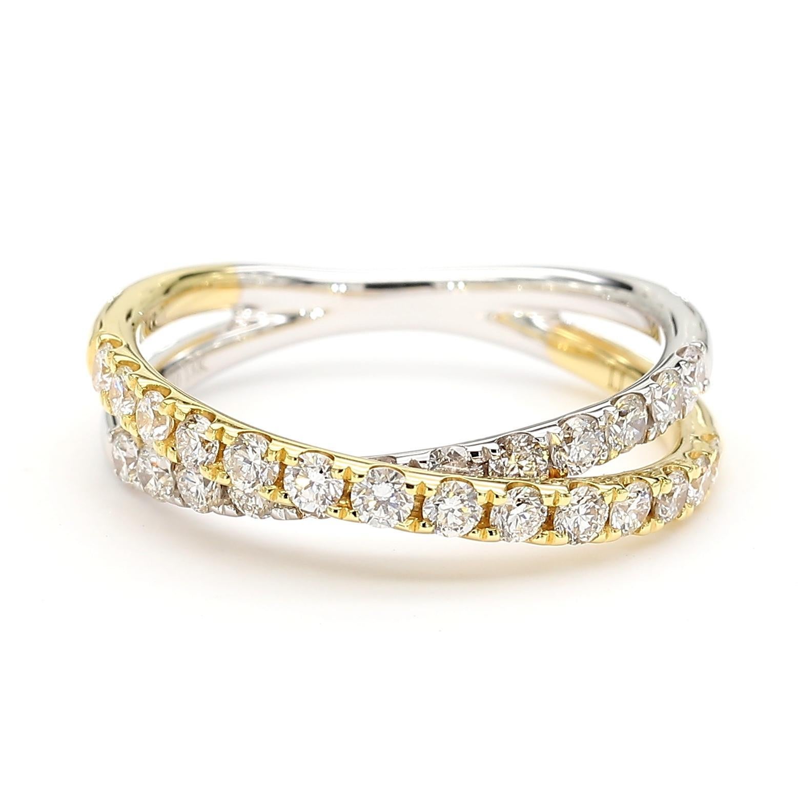 Natural White Round Diamond 0.69 Carat TW Gold Cocktail Band Contemporáneo en venta
