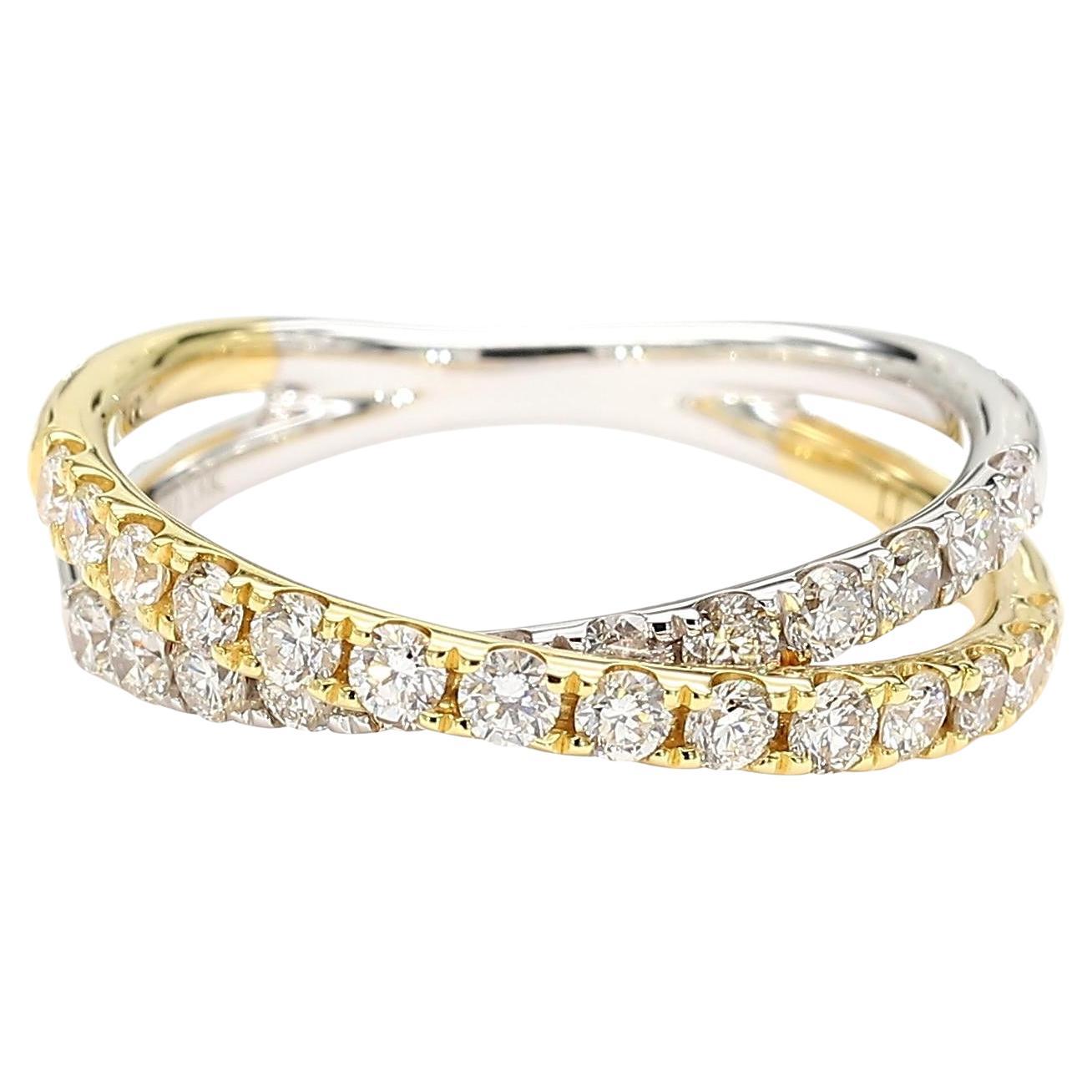Natural White Round Diamond 0.69 Carat TW Gold Cocktail Band