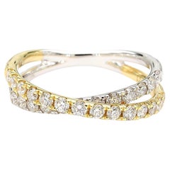 Natural White Round Diamond 0.69 Carat TW Gold Cocktail Band