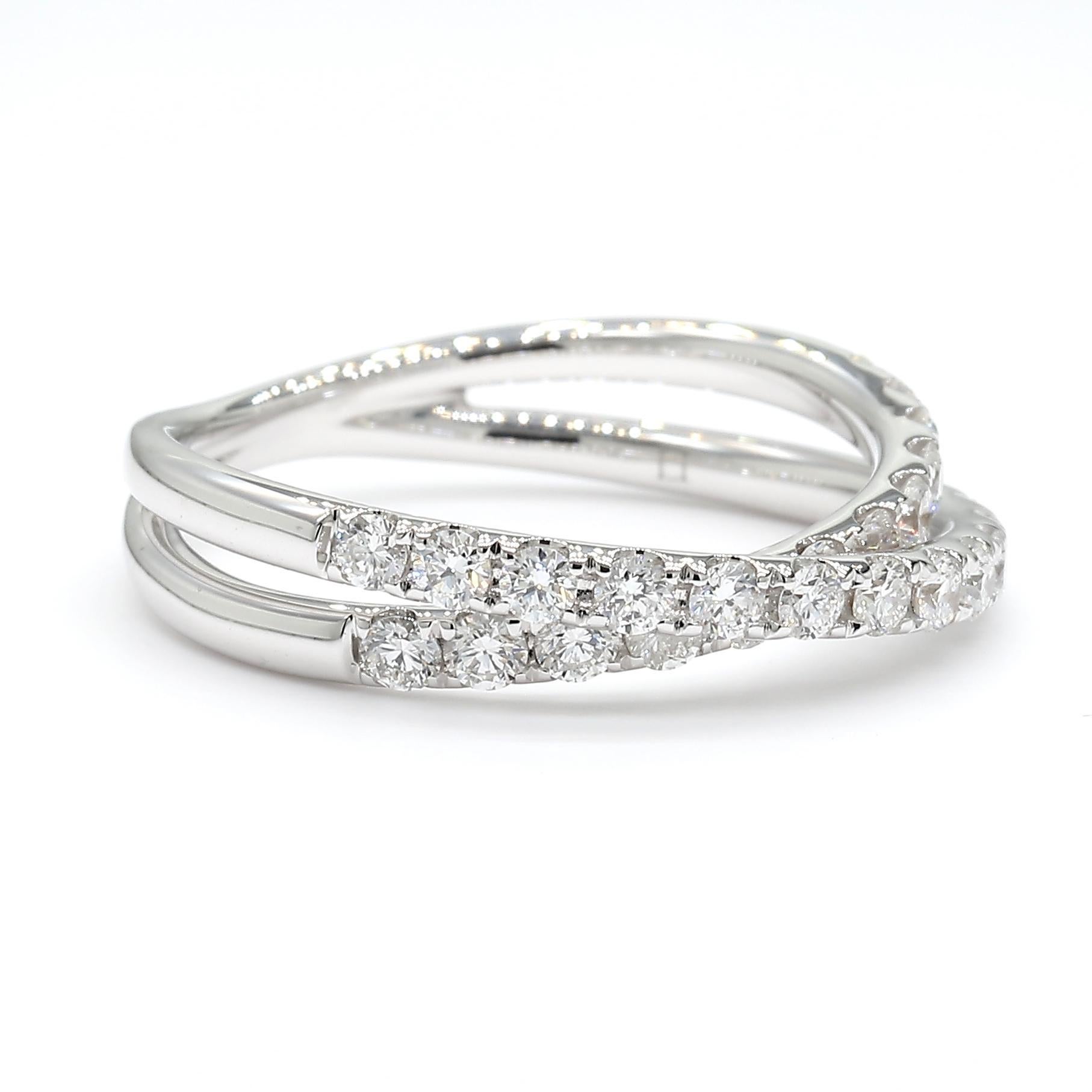 Round Cut Natural White Round Diamond 0.69 Carat TW White Gold Cocktail Band For Sale