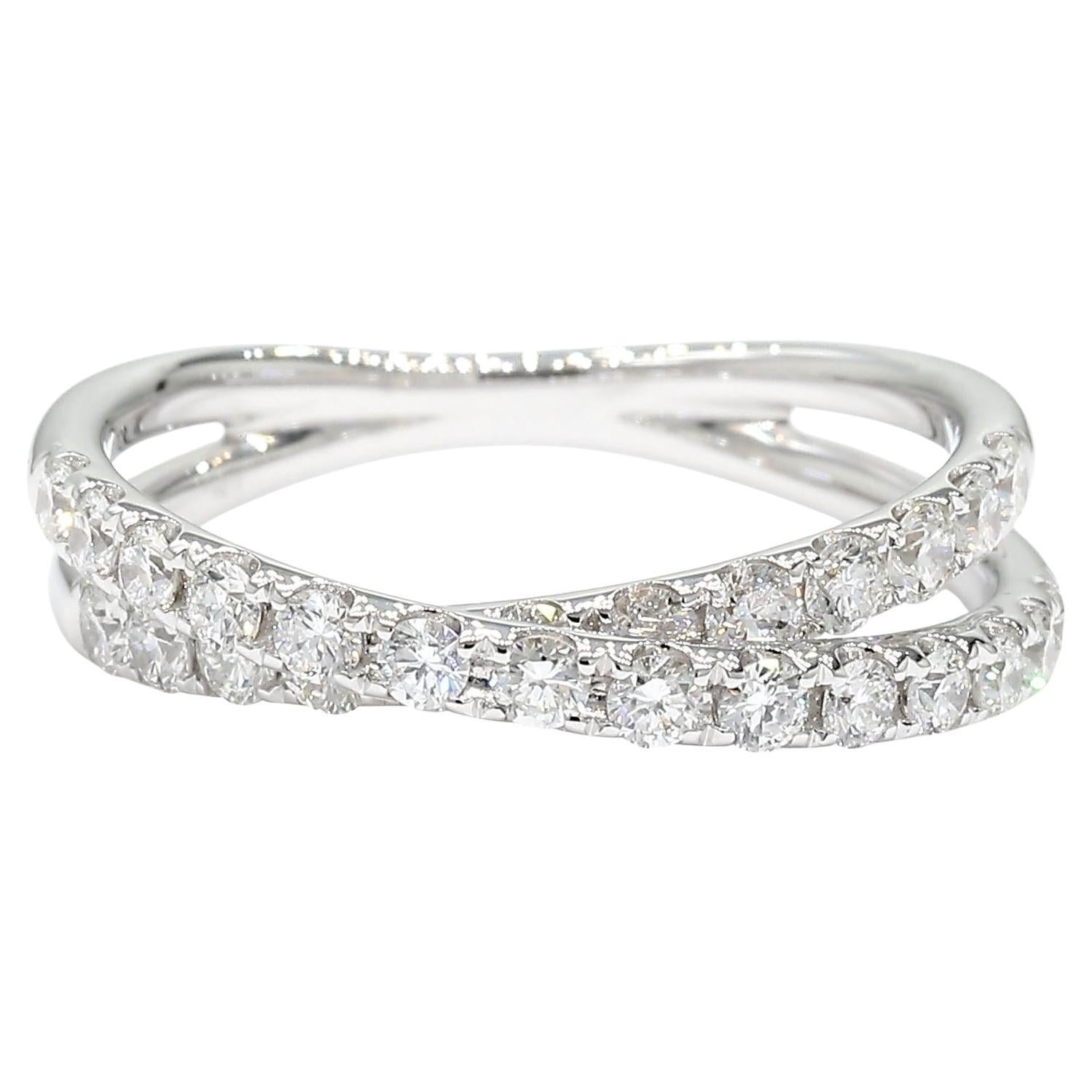 Natural White Round Diamond 0.69 Carat TW White Gold Cocktail Band