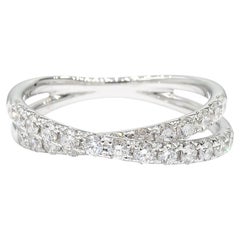 Natural White Round Diamond 0.69 Carat TW White Gold Cocktail Band