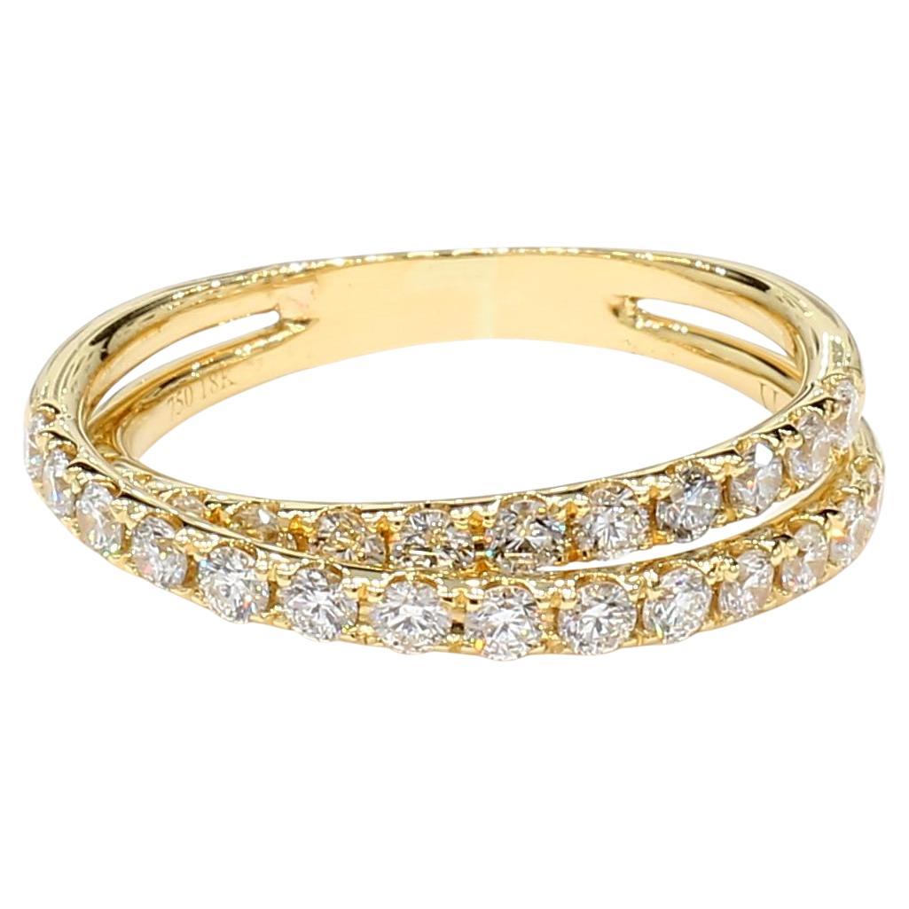 Natural White Round Diamond 0.70 Carat TW Yellow Gold Cocktail Band