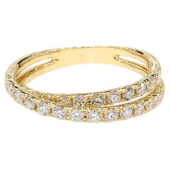 Bague cocktail en or jaune avec diamants ronds blancs naturels de 0.70 carat poids total