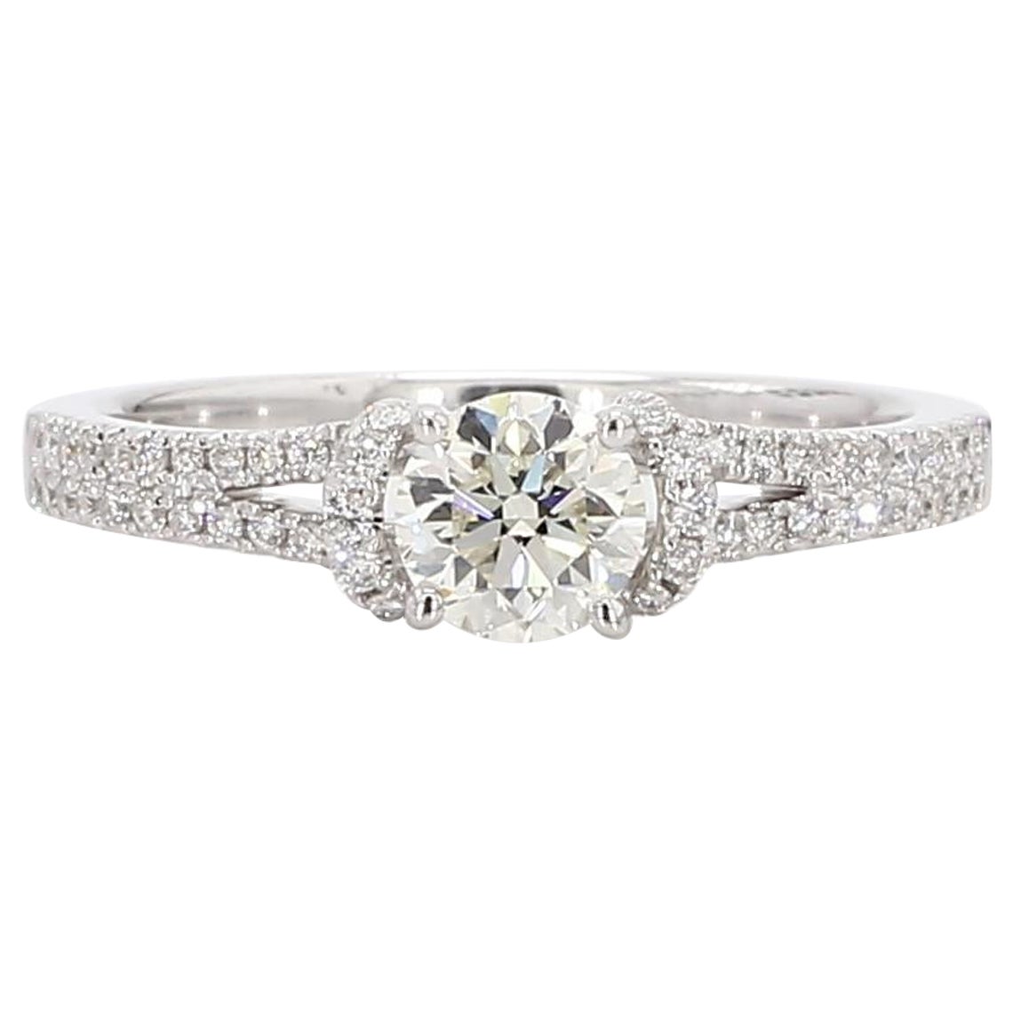 Natürlicher weißer runder Diamant 0.71 Karat TW Weißgold Cocktail-Ring