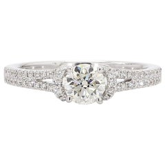 Natürlicher weißer runder Diamant 0.71 Karat TW Weißgold Cocktail-Ring