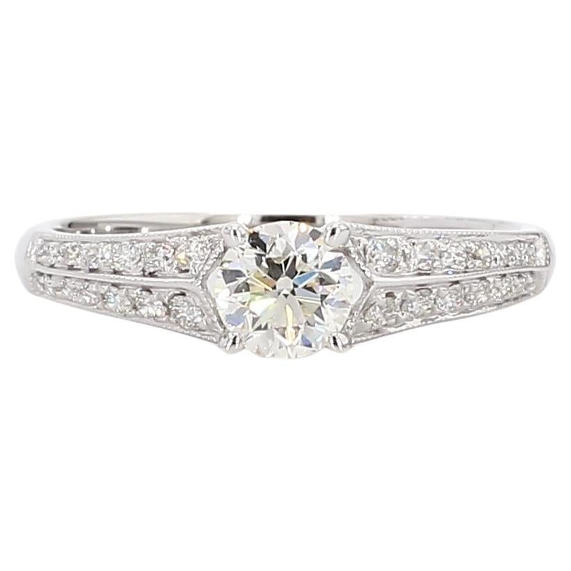Natural White Round Diamond 0.71 Carat TW White Gold Engagement Ring