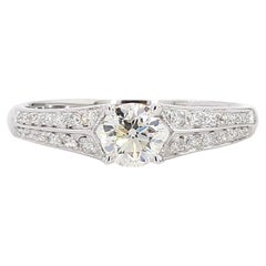 Natural White Round Diamond 0.71 Carat TW White Gold Engagement Ring