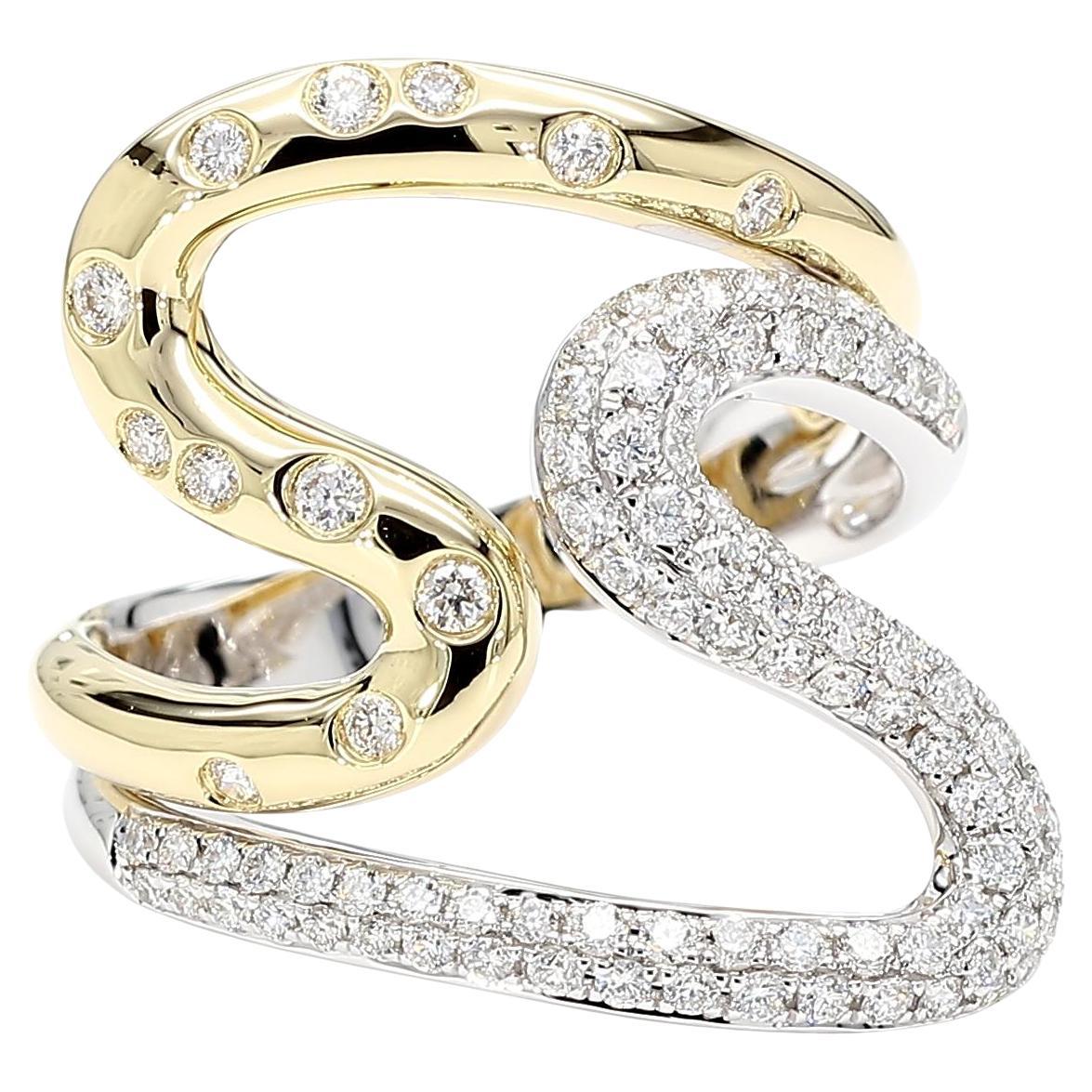 Natural White Round Diamond 0.72 Carat TW Gold Cocktail Ring