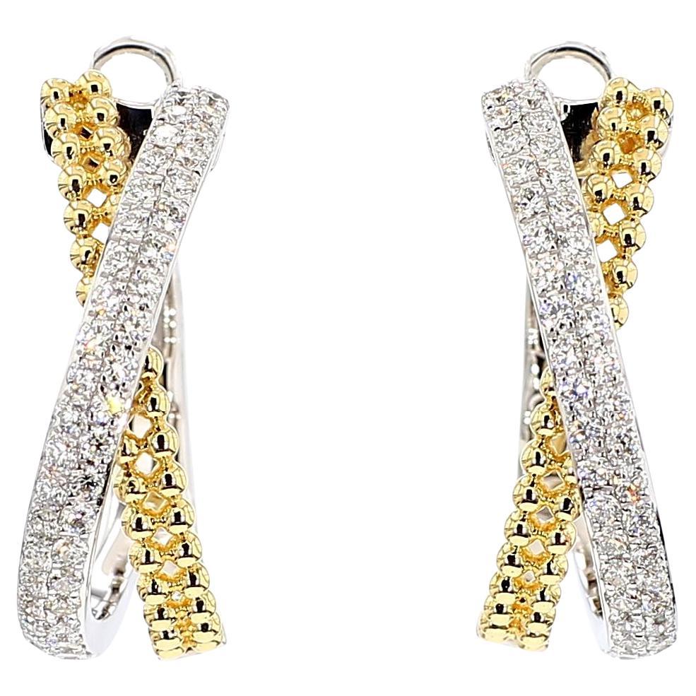 Orecchini a cerchio in oro con diamante bianco naturale rotondo da 0.72 carati TW