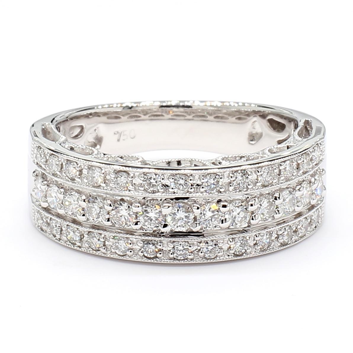 Cocktailring, natürlicher weißer runder Diamant 0.72 Karat TW Weißgold (Zeitgenössisch) im Angebot