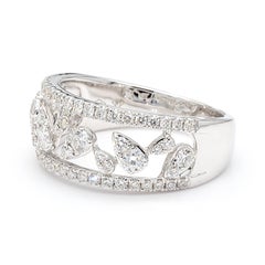 Natural White Round Diamond 0.77 Carat TW Gold Ring