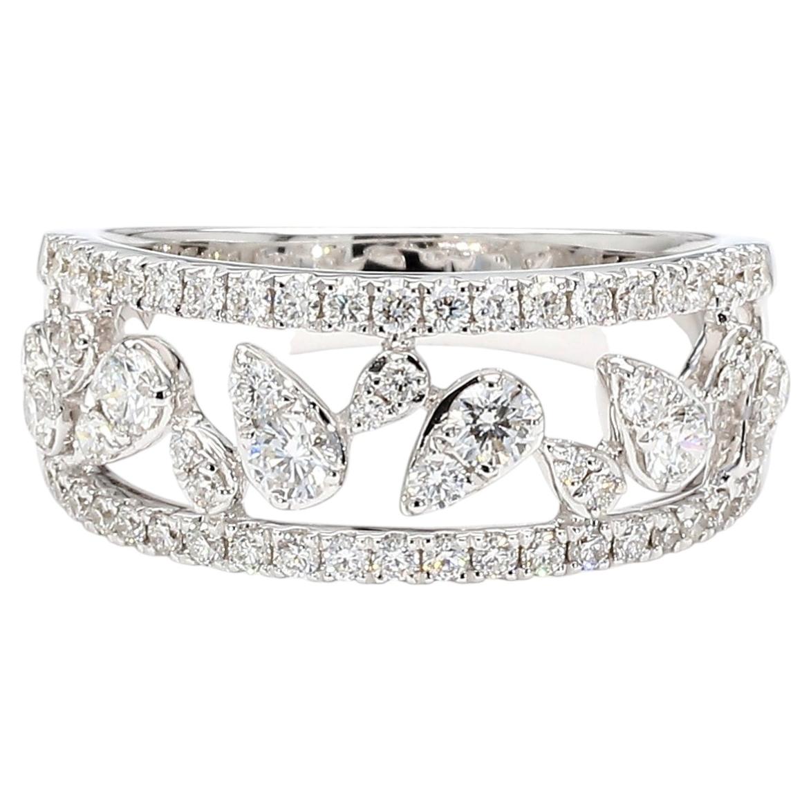 Anillo de oro con diamante redondo blanco natural de 0.77 quilates TW