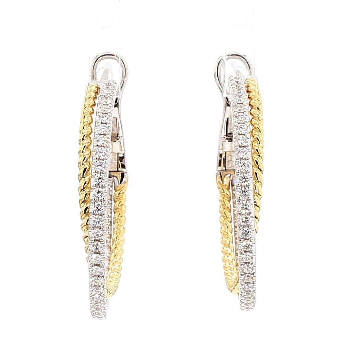 Contemporain Boucles d'oreilles en or ornées de diamants blancs ronds naturels de 0.78 carats TW en vente