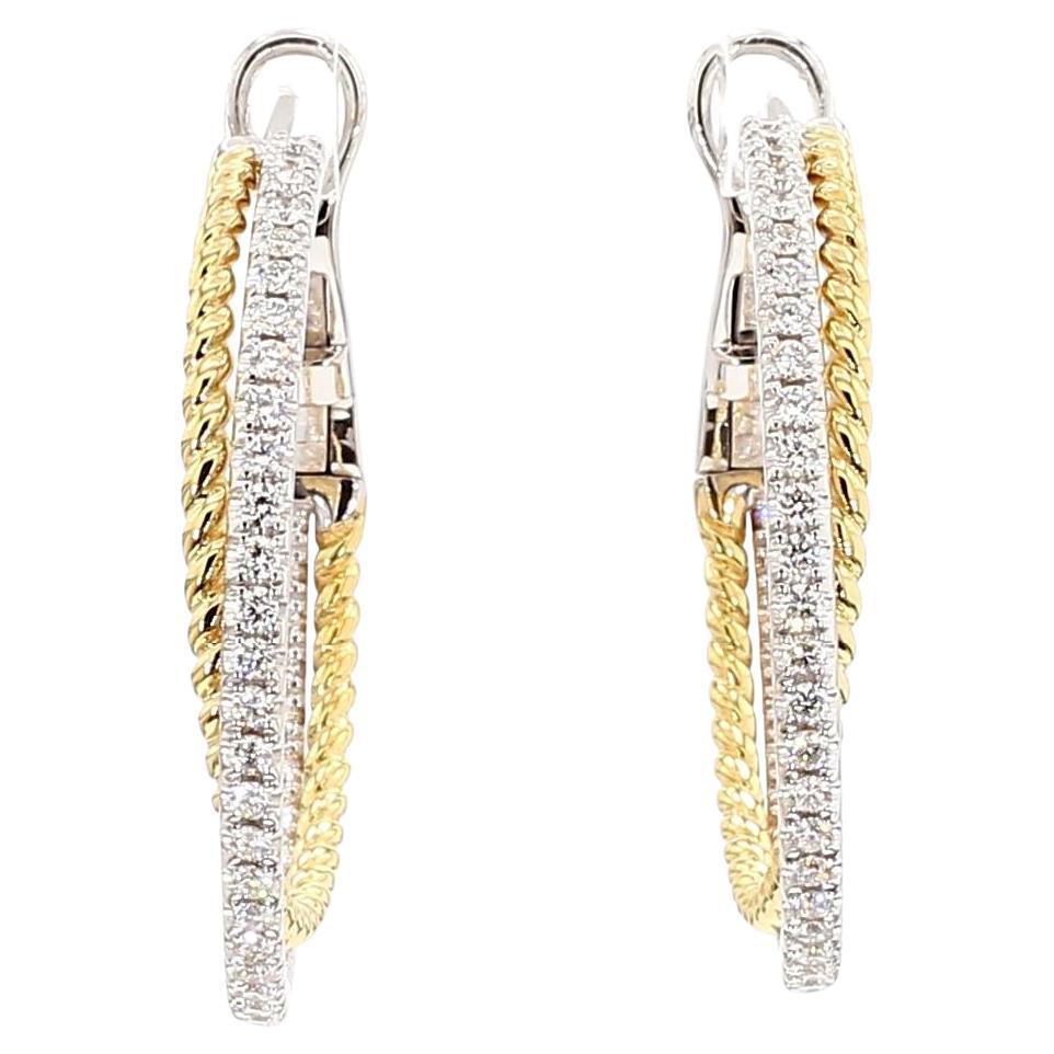 Orecchini a cerchio in oro con diamante bianco naturale rotondo da 0.78 carati TW