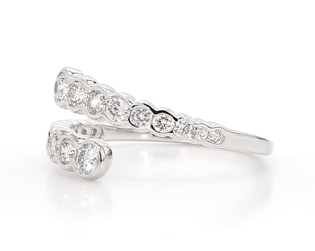Cocktailring, natürlicher weißer runder Diamant 0.78 Karat TW Weißgold (Zeitgenössisch) im Angebot