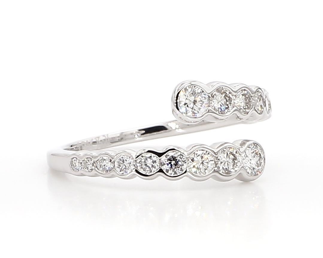 Cocktailring, natürlicher weißer runder Diamant 0.78 Karat TW Weißgold im Angebot 2