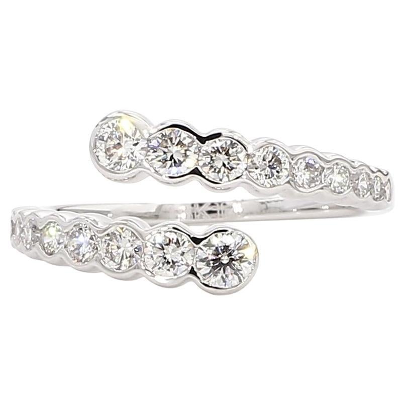 Natural White Round Diamond 0.78 Carat TW White Gold Cocktail Band