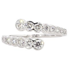 Natural White Round Diamond 0.78 Carat TW White Gold Cocktail Band