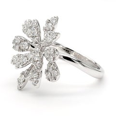 Natural White Round Diamond 0.78 Carat TW White Gold Cocktail Ring
