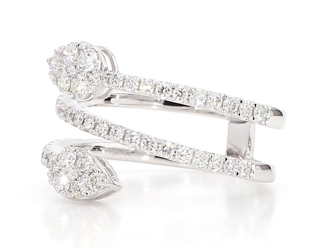 Cocktailring, natürlicher weißer runder Diamant 0.81 Karat TW Weißgold (Zeitgenössisch) im Angebot