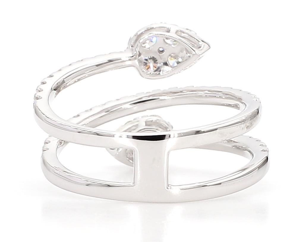 Cocktailring, natürlicher weißer runder Diamant 0.81 Karat TW Weißgold Damen im Angebot