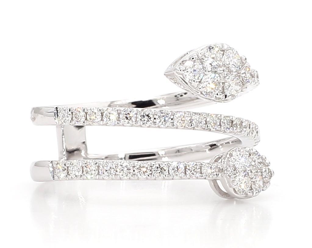 Cocktailring, natürlicher weißer runder Diamant 0.81 Karat TW Weißgold im Angebot 3