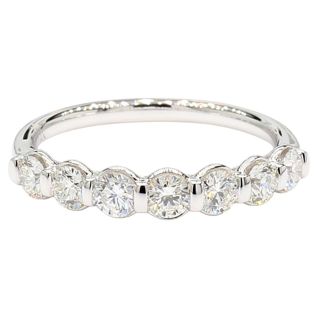 Natural White Round Diamond 0.81 Carat TW White Gold Wedding Band For Sale