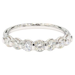 Natural White Round Diamond 0.81 Carat TW White Gold Wedding Band