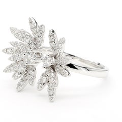 Natural White Round Diamond 0.82 Carat TW White Gold Cocktail Ring
