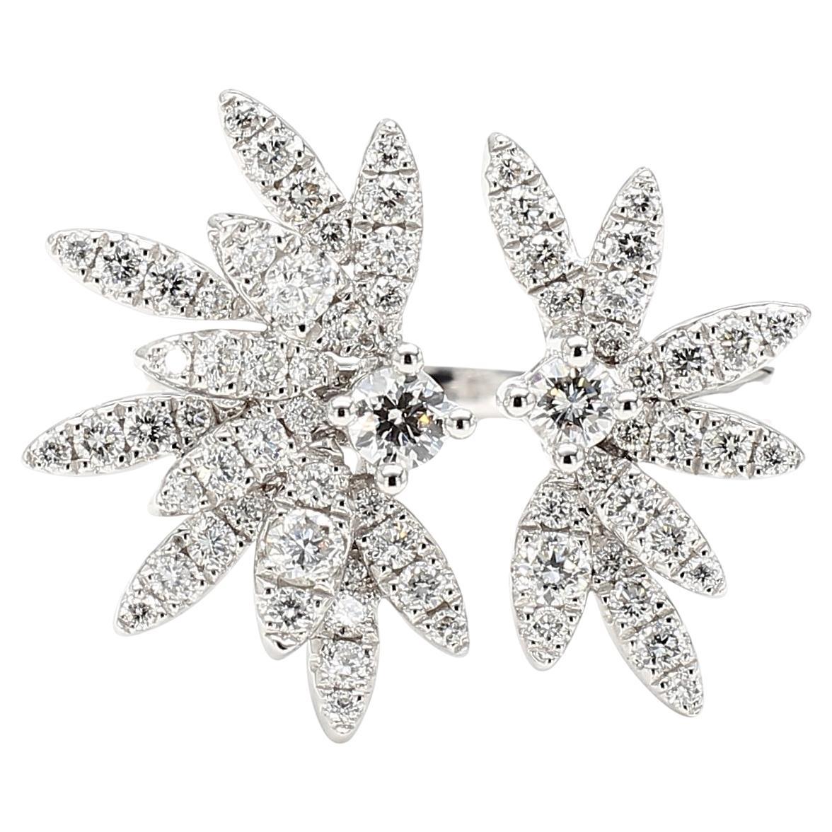 Natürlicher weißer runder Diamant 0.82 Karat TW Weißgold Cocktail-Ring