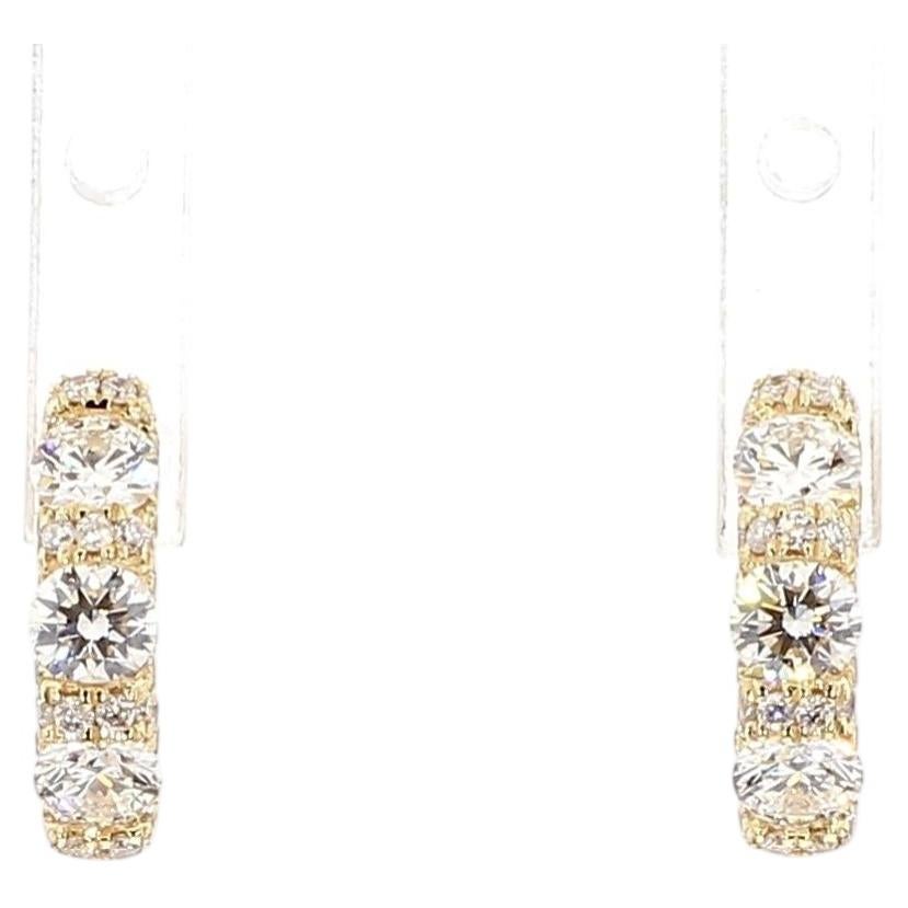 Natural White Round Diamond 0.85 Carat TW Gold Earrings