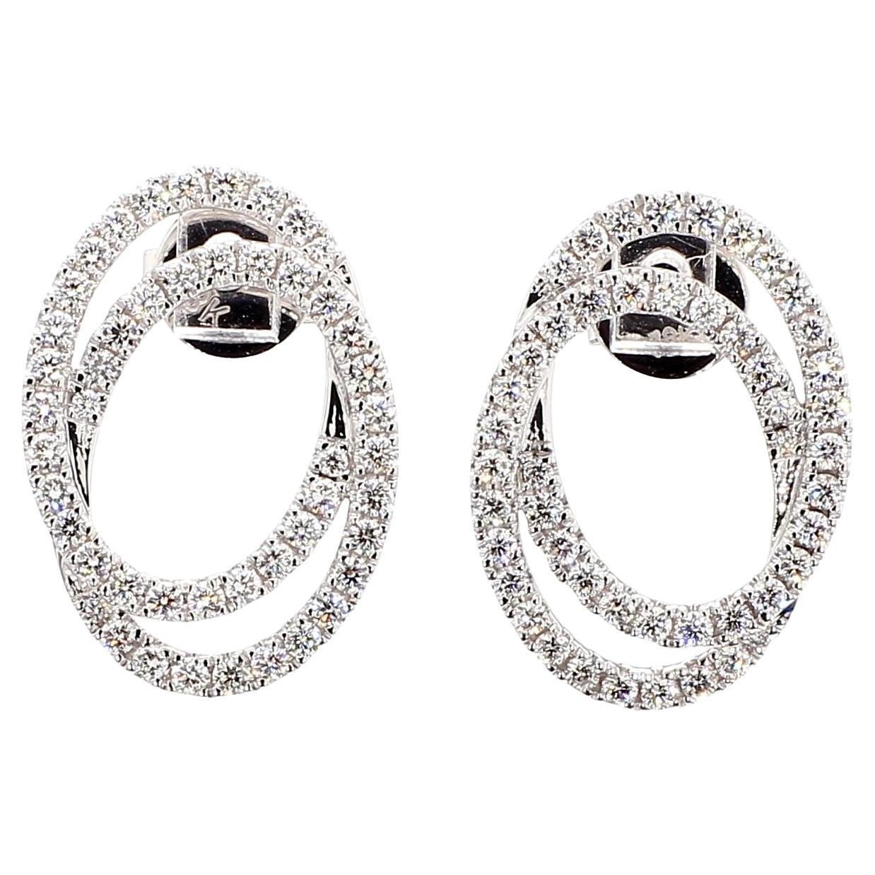 Natürlicher weißer runder Diamant 0.85 Karat TW Weißgold Ohrstecker