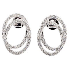 Natural White Round Diamond 0.85 Carat TW White Gold Stud Earrings