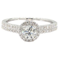 Natural White Round Diamond 0.88 Carat TW White Gold Engagement Ring