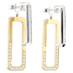Natural White Round Diamond 0.90 Carat TW Gold Earrings